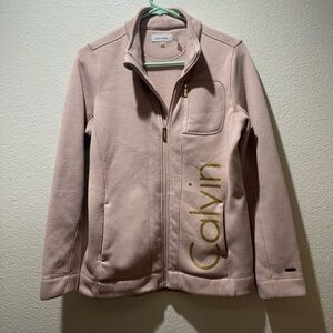 Calvin Klein Blush Sweater Jacket with Gold Accents